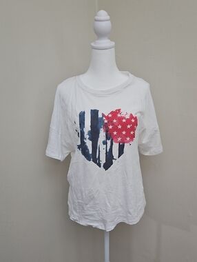 White Crow White and Red Graphic Top